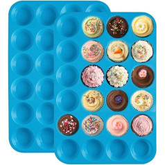 2 Pcs Mini Muffin Tray 24 Muffin Tray Silicone Biscuit Cupcake Baking Mould Soap Dish Dish Non Stick Dishwasher Safe