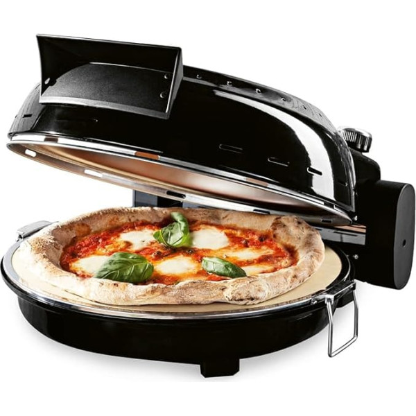 GOURMETmaxx Electric Pizza Oven, Up to 420 °C, with Pizza Stone, Temperature Setting and 30 Min. Timer, The Mini Oven is Ideal for Baking Pizza, Crispy Bread and More, 1800 W [Diameter 30 cm]