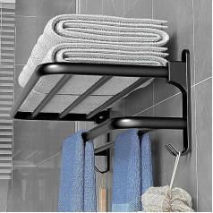 Towel Rail, 60 cm Folding Towel Rail for Bathroom, Aluminium Towel Rail for the Bathroom without Punches, Wall Mounted Towel Rail for the Bathroom