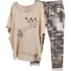 Sommer Outfits Damen, Bluse Tshirt und Lange Hosen, Hosenanzug Lockerer Lässiges Loungewear Rundhals Kurze Ärmel Tracksuit Luftig Leicht Sport Outfit Bedruckte Y2K 2024
