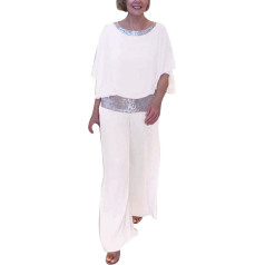 Briskorry Women's 2-Piece Set, Summer, Short Sleeve T-Shirt and Trousers, Trouser Suit, Lounge Loose Lounge Set, Glitter Short Sleeve Jogging Suit, Airy Comfort Streatwear, Elegant Jogger