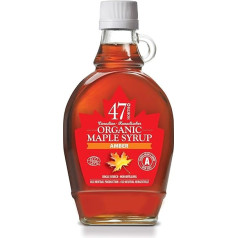 47° North Canadian Organic Maple Syrup Amber, 250g, Single Source, Grade A, Gluten Free, Vegan, Organic Maple Syrup, Strong Flavour for Pancakes & More