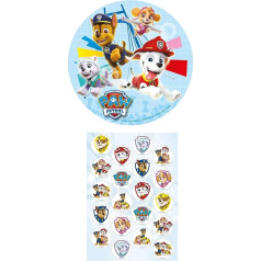 Dekozauber24 Paw Patrol Edible Cake Toppers 16 cm + 20 x Mini Cake Toppers Cake Decoration Children's Birthday Party Set of 2