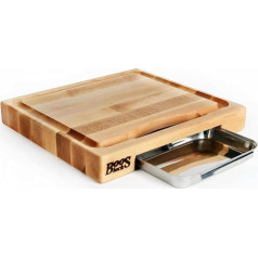John Boos 15 by 14 by 2.25-Inch Newton Prep Master Reversible Cutting Board with Graduated Juice Groove and Pan