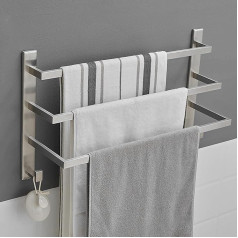 4Myfamily Premium Towel Rail without Drilling for the Bathroom | No Bacteria Formation | Screws Concealed by Wall Mounting | Bath Towel Holder with Towel Hook - Stainless Steel SUS 304 Rustproof