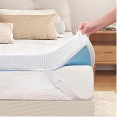 Hokway Topper 90 x 200 cm - 5 cm Height Memory Foam Mattress Topper Made of Gel Memory Foam with Breathable and Washable Oeko-Tex Certified Bamboo Fibre Cover