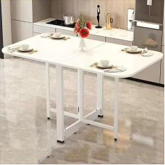 Cxyzm Foldable Wooden Kitchen Table - Drop Leaf Dining Table Multifunctional Expandable Space Saving Furniture for Kitchen & Living Room - Foldable in 3 Shapes - Folding Dining Table