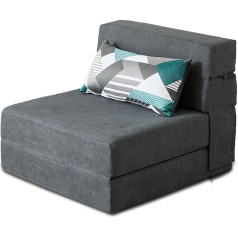 Nigoone Folding Sofa Bed Single Bed with Pillow Memory Foam Convertible Sleeping Chair Floor Couch Futon Lazy for Living Room/Home Office/Guest Beds/Apartment/Upstairs Attic Dark Grey