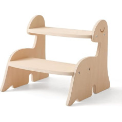 Promise Babe Montessori Learning Tower Wooden Step Stool for Children, Against Wall Cupboard Dinosaur Baby Step Stool 2 Levels Children's Furniture Animal Dino Wooden Step Stool Baby Toddler Room