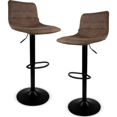 Mirel Set of 2 Verona Kitchen Bar Chairs with Adjustable Height, Elegant Breakfast Benches for Home Decoration, Made of 100% Polyester and Breathable Fabric (Coffee)