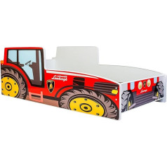 Kobi Children's Bed with Fall Protection Farm | Red Tractor | 160 x 80 cm | Youth Bed with Mattress | Children's Beds Boys Girls | Single Bed Children's Bed Car Bed