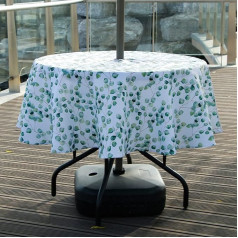 Btsky 60 Patio Umbrella Tablecloth with Zipper and Umbrella Hole Water and Stain Resistant Round Table Cloth Fence Leaf