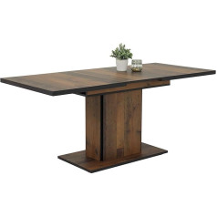 Hela Tische , Ariana Dining Room Table Column Table Melamine Coated Wood with Oldwood Decor Extendible 120-160 x 80 x 76 cm