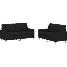 Hetftjn Sofa Small Sofa Bed Sleeping Chair Camping Couch - 2-Piece Sofa Set with Cushion Black Fabric for Bedroom Seating Room Teenager's Room Hotel Room