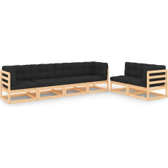 ‎Homgoday Homgoday 6-teiliges Gartensofa-Set mit Kissen aus massivem Kiefernholz, Outdoor-Sofas für den Garten, Set für den Außenbereich, Gartenmöbel-Set w1