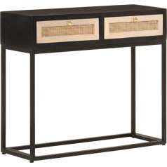 Sdweho7 Console Table with 2 Drawers, Slim Table, Sofa Table, Narrow Side Table Behind the Sofa, Metal Frame, for Entrance, Living Room, Hallway, Black, 90 x 30 x 76 cm