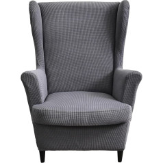 ‎Bezavea Bezavea Wingback Chair Cover with Cushion Cover, Stretch Wing Chair Slipcover Removable, Washable Polyester, Soft Thick Armchair Sofa Furniture Protector for Hotel Living Room Bedroom (Grey)