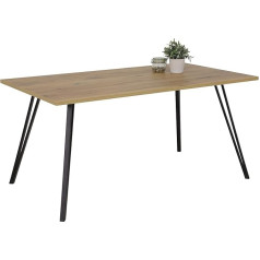 Hela Tische , Oksana Dining Table, Kitchen Table, Melamine-Coated, Pewter Oak, V-Base Metal, Black, 160 x 90 cm