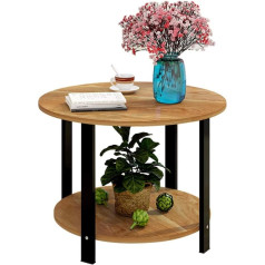 Cafiedr Coffee Table, Sofa Table Made of Metal with Rounded Edges, MDF Table Top, Small Coffee Table for the Living Room, 2-Tier Design, 48 cm x 48 cm x 44 cm