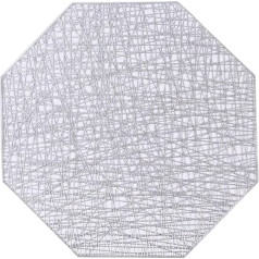 Nheisscf für Tische, Mahlzeiten, Tischsets im 2er-Set, Moderne, ausgehöhlte PVC-Tischsets for den Esstisch, rutschfeste, leicht zu reinigende Tischsets for die Küche, hitzewaschbare Tischsets(Silver)