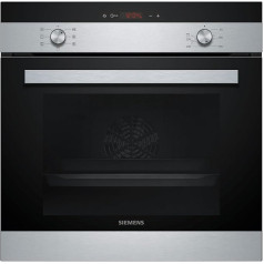 Siemens HB113FBS1, iQ100 built-in oven, 60 x 60 cm, black, stainless steel, quick heating, even browning thanks to 3D hot air, easy to use thanks to LED display and retractable rotary selector