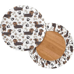 ‎Stuoarte STUOARTE Dachshund Paw Bone Round Stool Cushion Cover Stretchy Removable Stool Protective Cover Chair Cushion Cover Washable Bar Stool Seat Cushion Cover Set of 2