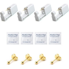Ohrlochstechpistole Kit,Einweg Ohr Piercingpistole,Piercingpistole Einweg Ohrstecherpistole,Einweg Steril Sicherheits Ohrnasen Piercing Pistolen kit,für Mädchen Frauen Männer,Gold,8pcs