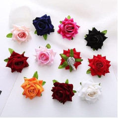 Flower Hair Clips Rose Hair Clip Flower 10 Pieces Artificial Rose Flower Hair Pin Hair Clips for Girls Women Party Beach Wedding Colourful Rose Hair Clips Bridal Hair Jewellery
