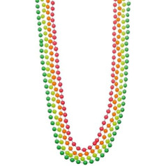 UV FLOOR Neon Fluo Pearl Necklaces Set of 4 Special Black Light and Ultraviolet Bright Fluorescent Accessories, Pearl, No Gemstone