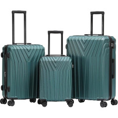 BEIBYE Suitcase Set Trolley Suitcase Hard Shell TSA Lock Twin Wheels Extension, dark green, Hard shell case