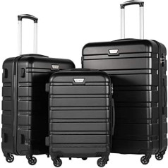 COOLIFE Hard Shell Suitcase Trolley Suitcase Travel Suitcase Board Case Hand Luggage with TSA Lock and 4 Wheels, moonnight black, Premium suitcase