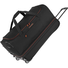 travelite Basic Series 096276 2-Wheel Trolley Travel Bag Size L with Expansion Pleat, Soft Luggage Travel Bag with Wheels with Extra Volume, black/orange, Wheeled Travel Bag