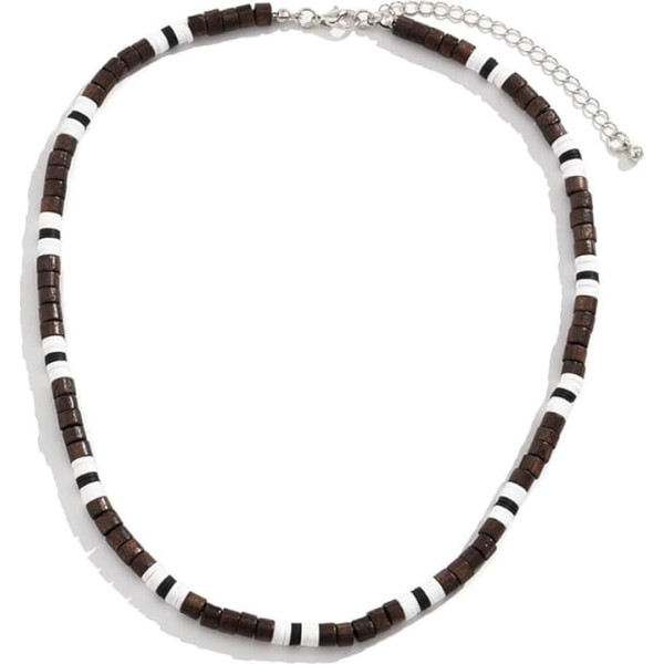 SHLWYG Mens Wooden Beads Necklace Surfer Necklace Unique Style Wooden Beads Necklace Various Colors - Fashionable, Distinctive and Beautiful, Wooden beads, Wooden beads