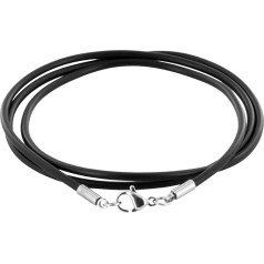 Auroris Necklace/Bracelet – Black Rubber Cord Thickness 2 mm with Lobster Clasp Made of 304 Stainless Steel