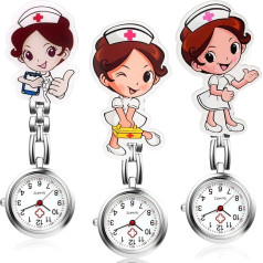 Asfrode Pack of 3 Nurse Watch with Clip, Nurse Watch for Women and Girls, Cute Nurse Watch, Portable Nurse Watch, Gift for Doctors, Nurses, Paramedics, Nurses, White, Classic