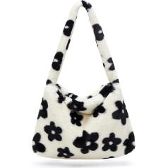 Kalidi Plush Handbag with Zip Cute Fluffy Crossbody Bag Women's Shoulder Bag for Plain Girls