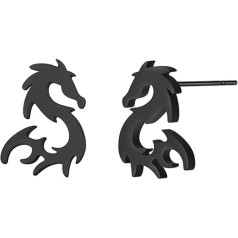 BlackAmazement 316L Stainless Steel Stud Earrings Dragon Gold Silver Black Women Men
