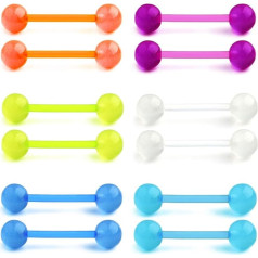 Funseedrr Tongue Piercing Nipple Piercing Set Bioflex Plastic 12/14/16/18 mm Tongue Nipple Piercing Bar Balls