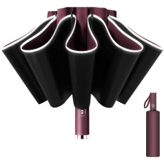 Poligono Windproof Umbrella, Large Pocket Umbrella for Men and Women, Inverted Umbrella 10 Ribs, Automatic Open and Close, Compact, Diameter 105 cm