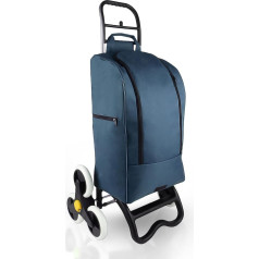 BigDean Shopping Trolley with Stair Climber Function, Cooling Compartment & 6 Large Wheels, 40 L, Foldable, Blue, Shopping Trolley, Cool Bag, Shopping Bag, Stair Climber
