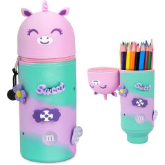 MOWETOO Kawaii Silicone Pencil Case, Pink, cute