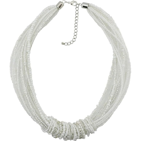 Bocar Chunky Statement Bunte Samenperlen 53 cm Halskette für Frauen(NK-10314-white)