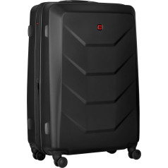WENGER Prymo 4 Wheel Hard Shell Suitcase Trolley Carry On Luggage Security Lock Women Men Travel Holiday, black, Hardside Expandable Luggage with Wheels