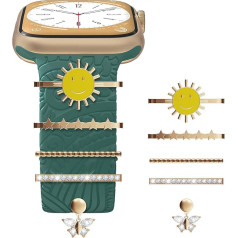 Diruite Bracelet Charms Kit for Apple Watch Series 8/7/6/5/4/SE 2/SE Ornament, Diamond + Metal Decorative Ring for Apple Watch 45 mm 44 mm 42 mm 41 mm 40 mm 38 mm Replacement Straps Accessories