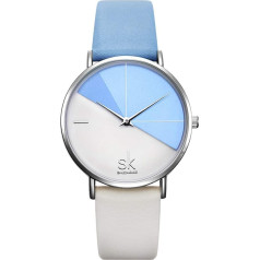 Shengke ladies' Watch, Women’s Creative Watch, Brand Watch, Mesh Dress Watch, Genuine Leather