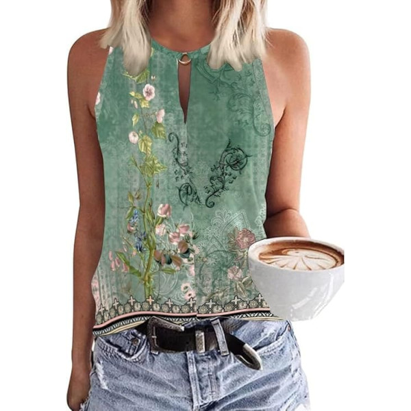 Tanmolo Women’s Sleeveless Summer Tops, V-Neck Blouse Top, Beach Sexy Vest, Blouse