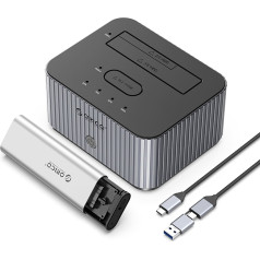 Orico IT28E-C dokstacija ar klonēšanas funkciju 2 M.2 NVME 2,5'' / 3,5'' cietajiem diskiem / 2,5'' SSD diskiem - pelēkā krāsā