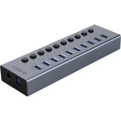 Orico Centrmezgls BT2U3-10AB ar 10x USB-A slēdžiem - pelēks