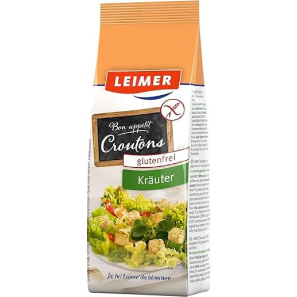 LEIMER Croutons Herbs 75 g Gluten Free - Delicately Roasted, Refined with Spices, Made from Gluten-Free Wheat Starch - Vegetarian, Gluten Free (1 x 75 g)