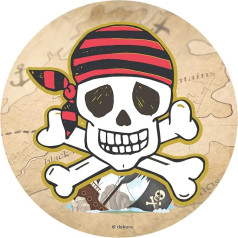 Dekora, Edible Pirate Cake Toppers Cake Topper Kids Birthday Skull Design Cake Decoration for Cakes and Desserts Round Cake Topper Diameter 20cm